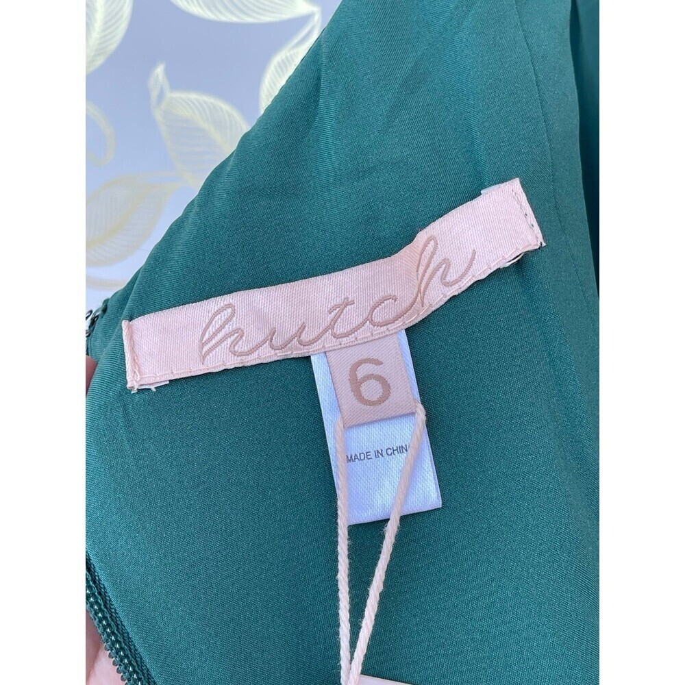 Hutch Emerald Green Taffeta Midi Dress Mermaid Hem Gala Wedding Guest Size 6 - Picture 11 of 12